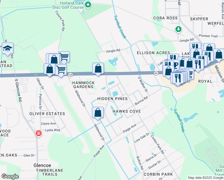 map of restaurants, bars, coffee shops, grocery stores, and more near 2262 Candlewood Lane East in New Smyrna Beach