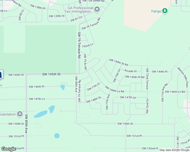 map of restaurants, bars, coffee shops, grocery stores, and more near Southwest 146th Lane Road in Ocala