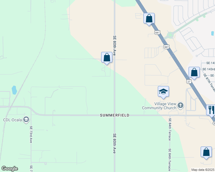 map of restaurants, bars, coffee shops, grocery stores, and more near 14490 Southeast 80th Avenue in Summerfield