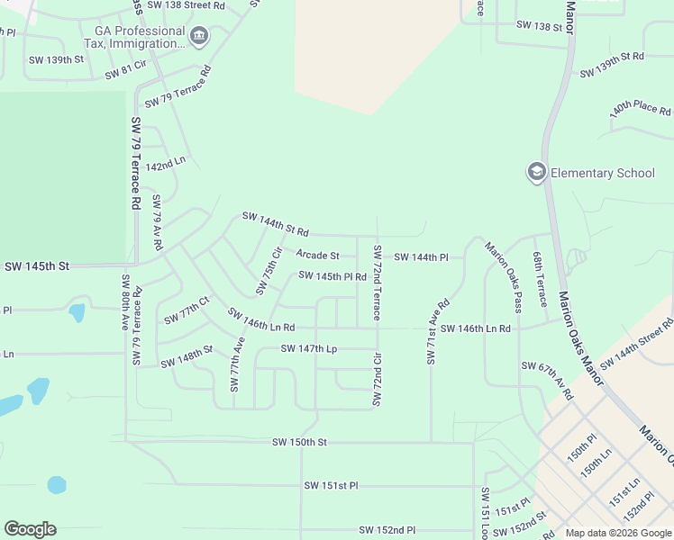 map of restaurants, bars, coffee shops, grocery stores, and more near Southwest 73rd Court in Ocala