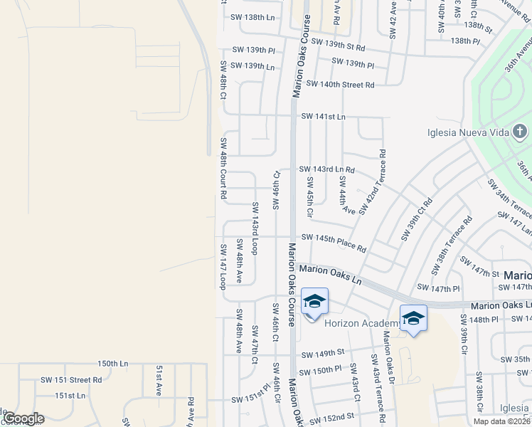 map of restaurants, bars, coffee shops, grocery stores, and more near 4778 Southwest 143rd Loop in Ocala