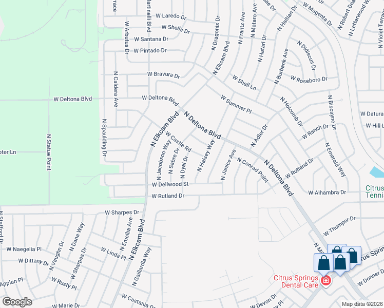 map of restaurants, bars, coffee shops, grocery stores, and more near 10195 North Dyal Drive in Citrus Springs
