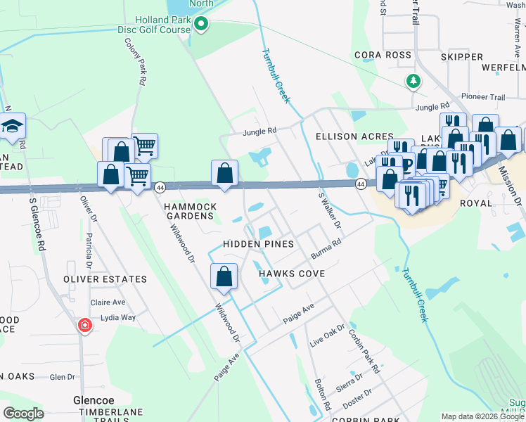 map of restaurants, bars, coffee shops, grocery stores, and more near 2262 Candlewood Lane East in New Smyrna Beach