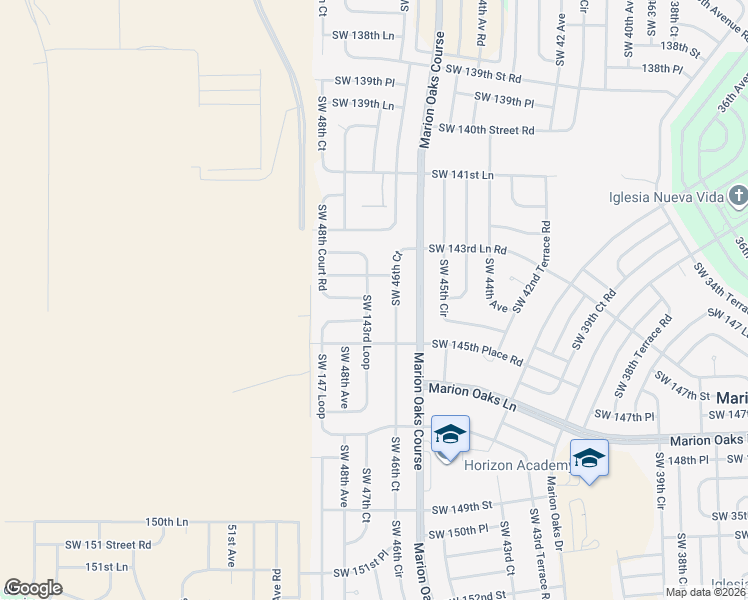 map of restaurants, bars, coffee shops, grocery stores, and more near 4778 Southwest 143rd Loop in Ocala