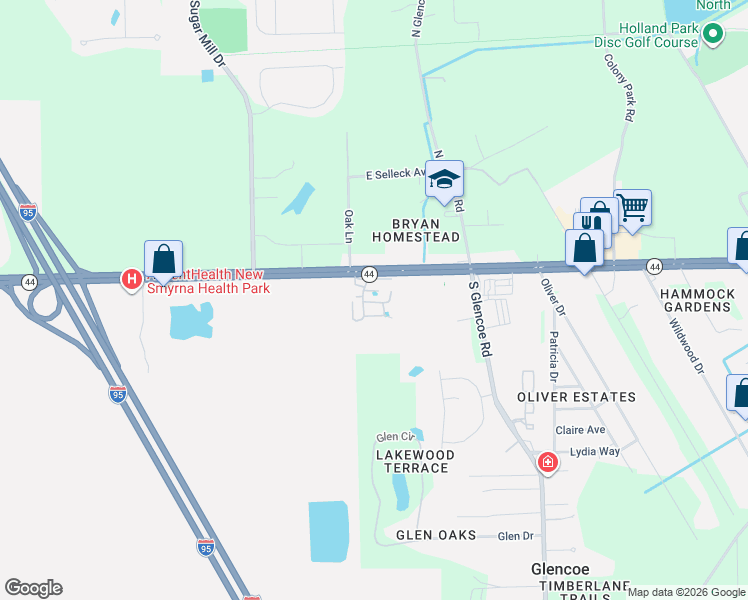 map of restaurants, bars, coffee shops, grocery stores, and more near 2560 La Plaz Drive in New Smyrna Beach