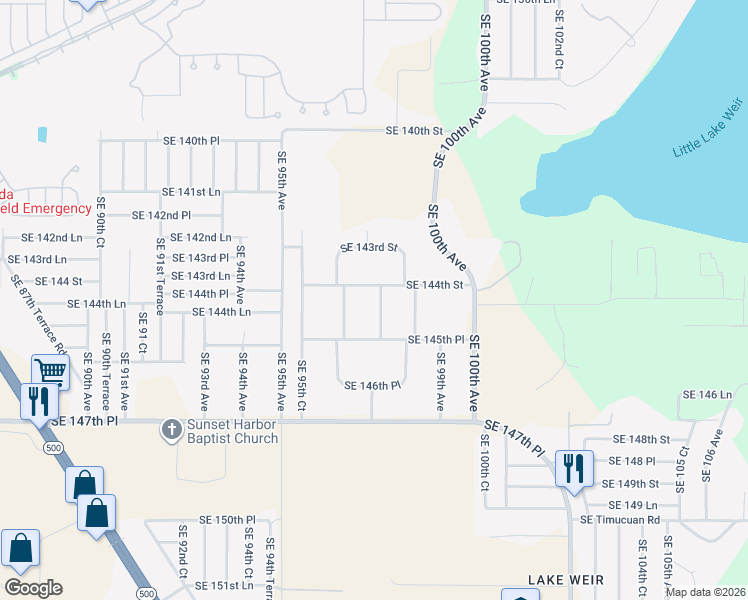 map of restaurants, bars, coffee shops, grocery stores, and more near 14444 Southeast 97th Terrace in Summerfield