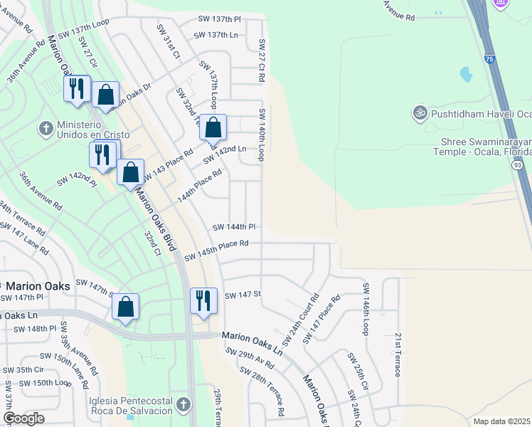 map of restaurants, bars, coffee shops, grocery stores, and more near 2731 Southwest 144th Place in Ocala