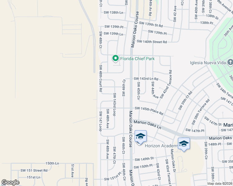 map of restaurants, bars, coffee shops, grocery stores, and more near 4778 Southwest 143rd Loop in Ocala