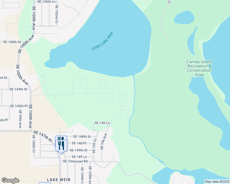 map of restaurants, bars, coffee shops, grocery stores, and more near 14425 Southeast 107 Avenue in Summerfield