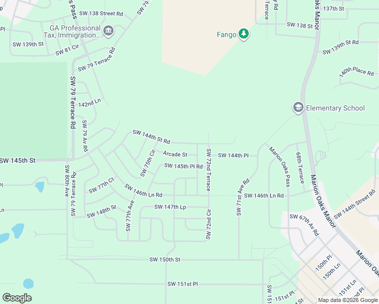 map of restaurants, bars, coffee shops, grocery stores, and more near Southwest 144th Street Road in Ocala