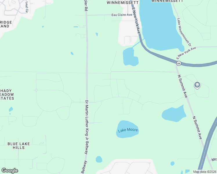 map of restaurants, bars, coffee shops, grocery stores, and more near Doctor Martin Luther King Junior Beltway in DeLand