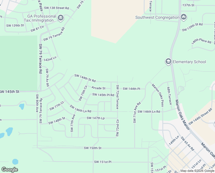 map of restaurants, bars, coffee shops, grocery stores, and more near Southwest 144th Street Road in Ocala