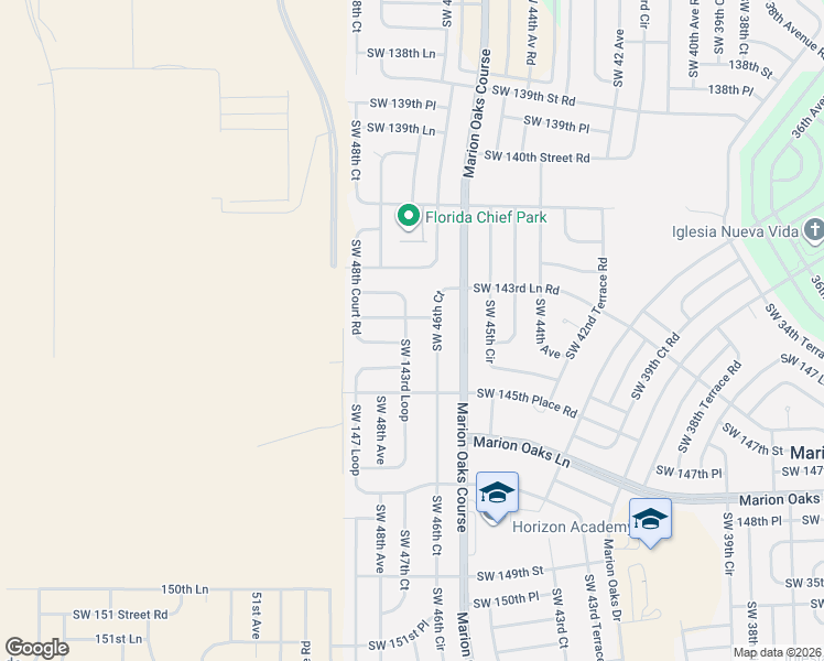 map of restaurants, bars, coffee shops, grocery stores, and more near 4746 Southwest 143rd Loop in Ocala