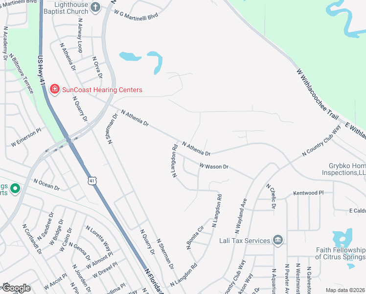 map of restaurants, bars, coffee shops, grocery stores, and more near 10270 North Athenia Drive in Citrus Springs