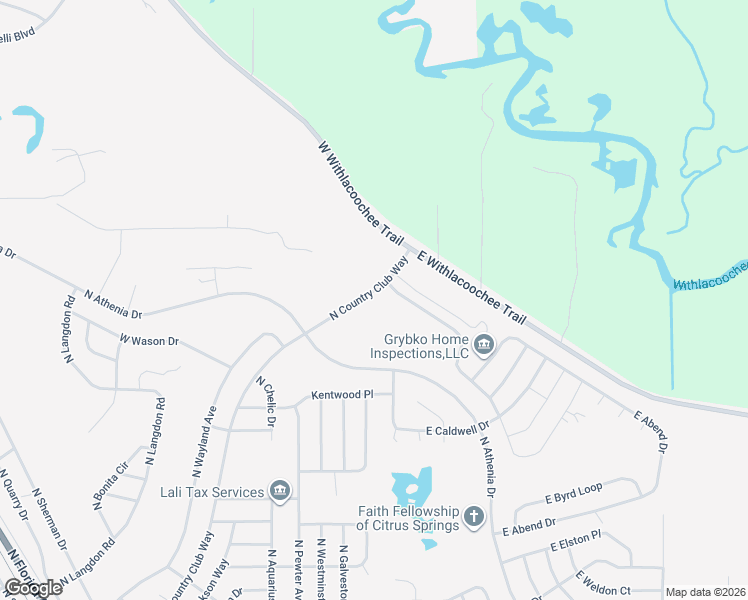 map of restaurants, bars, coffee shops, grocery stores, and more near 10233 North Country Club Way in Citrus Springs