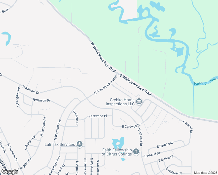 map of restaurants, bars, coffee shops, grocery stores, and more near 10233 North Country Club Way in Citrus Springs