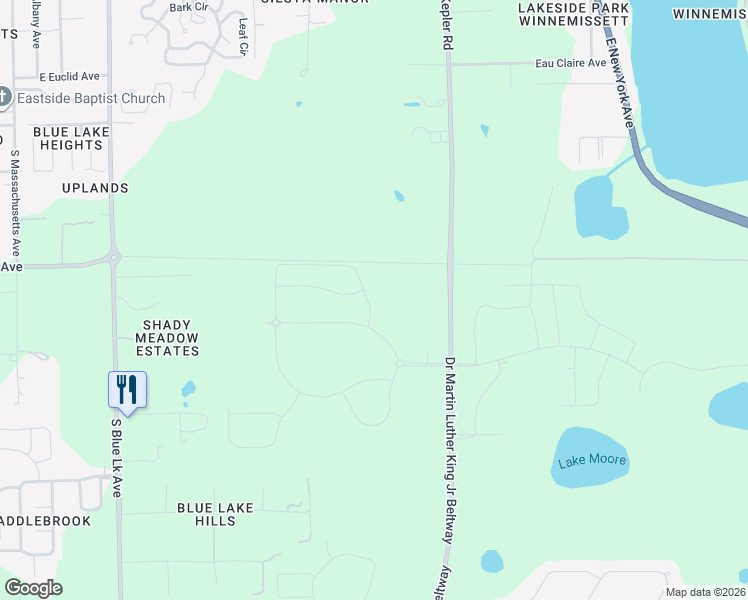 map of restaurants, bars, coffee shops, grocery stores, and more near Doctor Martin Luther King Junior Beltway in DeLand