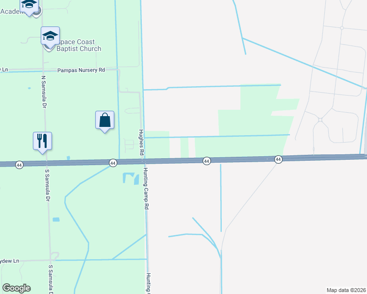 map of restaurants, bars, coffee shops, grocery stores, and more near 3495 Florida 44 in New Smyrna Beach