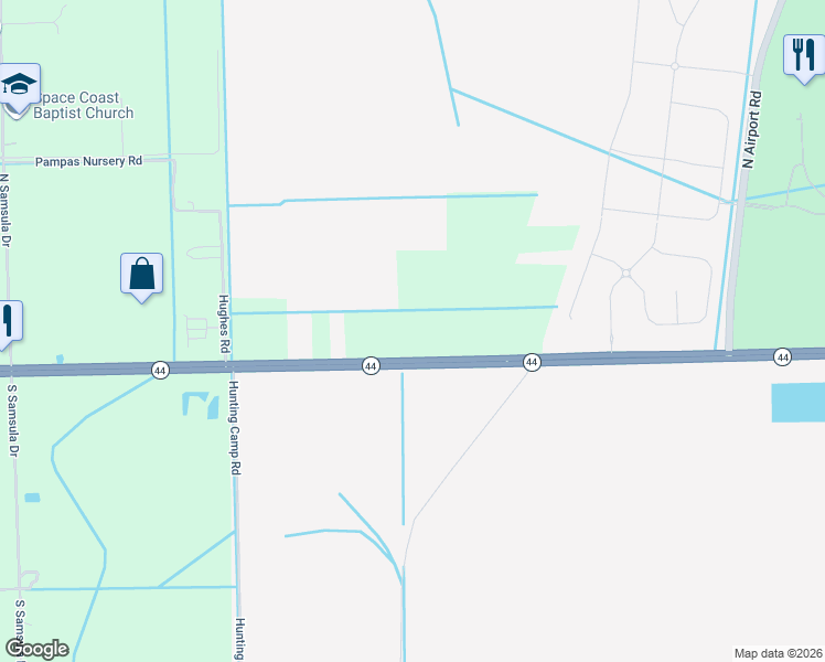 map of restaurants, bars, coffee shops, grocery stores, and more near 3495 Florida 44 in New Smyrna Beach