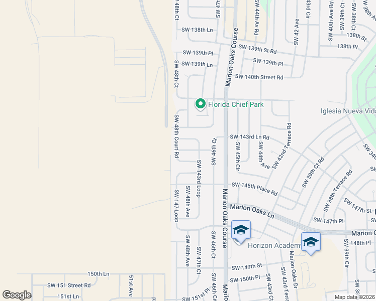 map of restaurants, bars, coffee shops, grocery stores, and more near 4835 Southwest 144th Street in Ocala