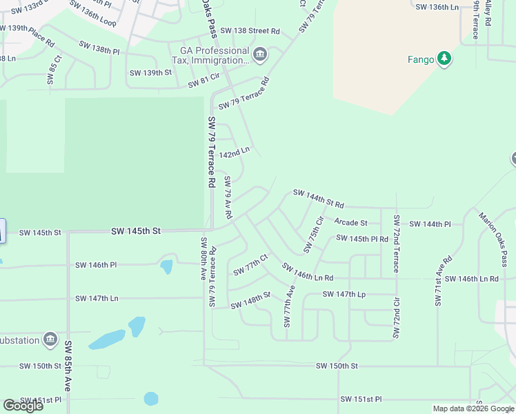 map of restaurants, bars, coffee shops, grocery stores, and more near 14405 Southwest 77th Avenue Road in Ocala