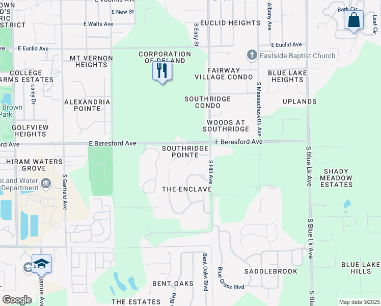 map of restaurants, bars, coffee shops, grocery stores, and more near 103 Serenola Court in DeLand