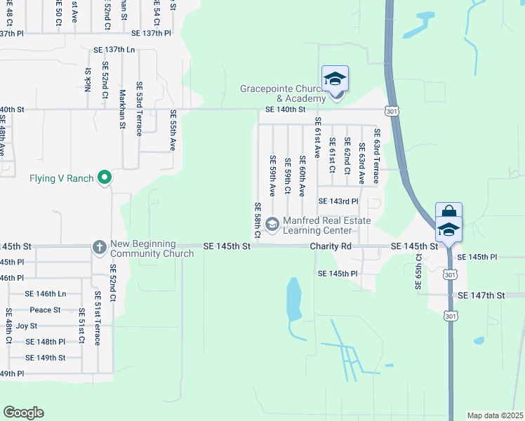 map of restaurants, bars, coffee shops, grocery stores, and more near 14375 Southeast 58th Court in Summerfield