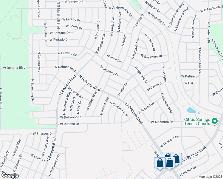 map of restaurants, bars, coffee shops, grocery stores, and more near 2262 West Autumn Place in Citrus Springs