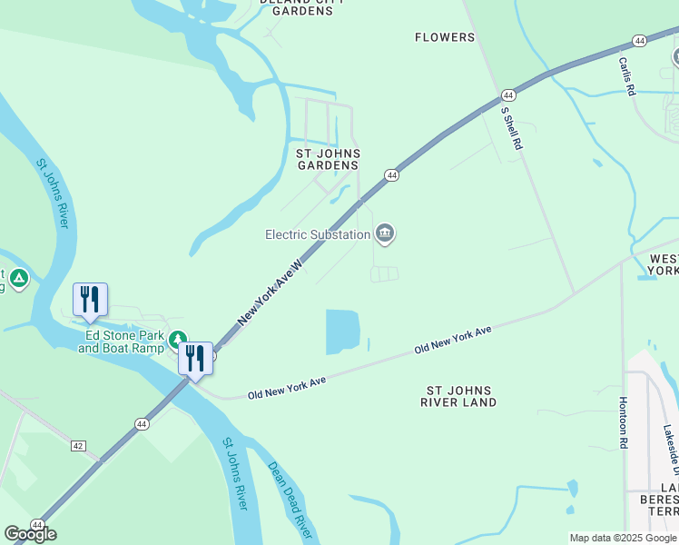 map of restaurants, bars, coffee shops, grocery stores, and more near 2861 Linda Drive in DeLand