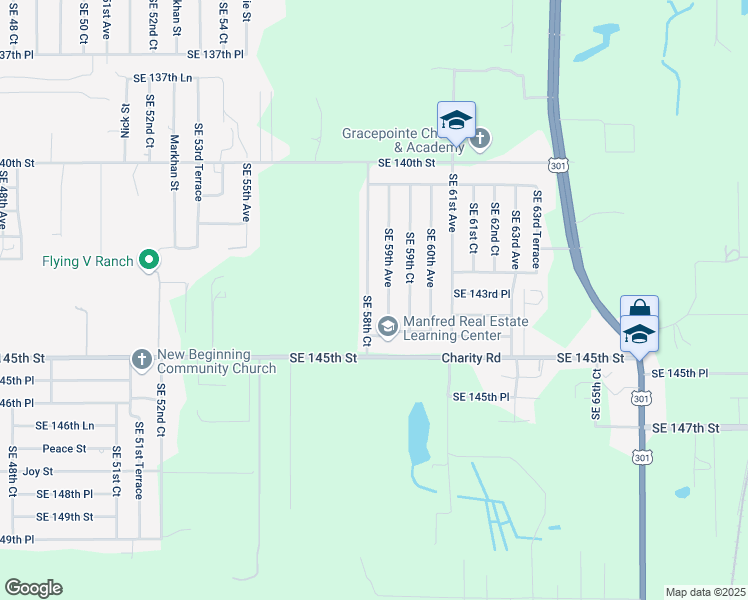 map of restaurants, bars, coffee shops, grocery stores, and more near 14375 Southeast 58th Court in Summerfield