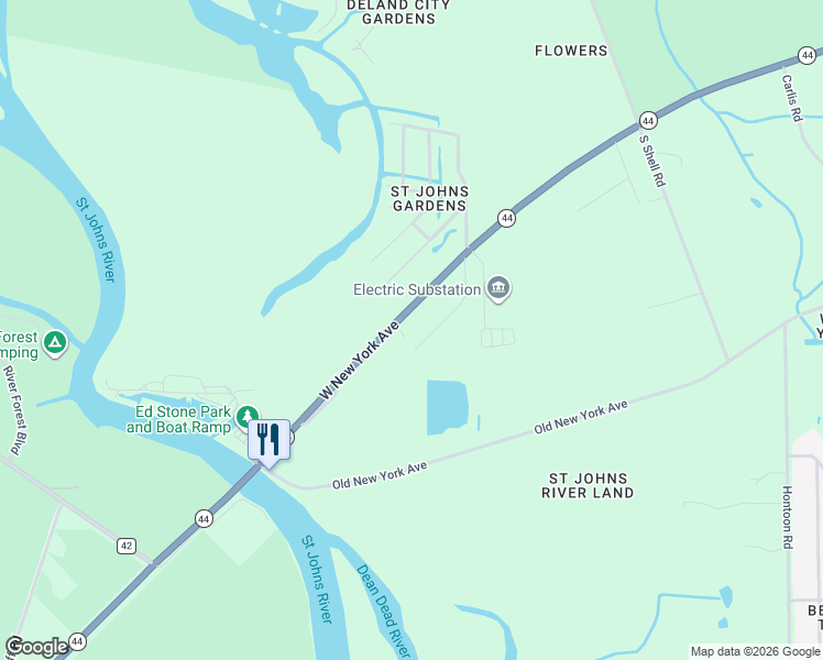 map of restaurants, bars, coffee shops, grocery stores, and more near 2869 Linda Drive in DeLand