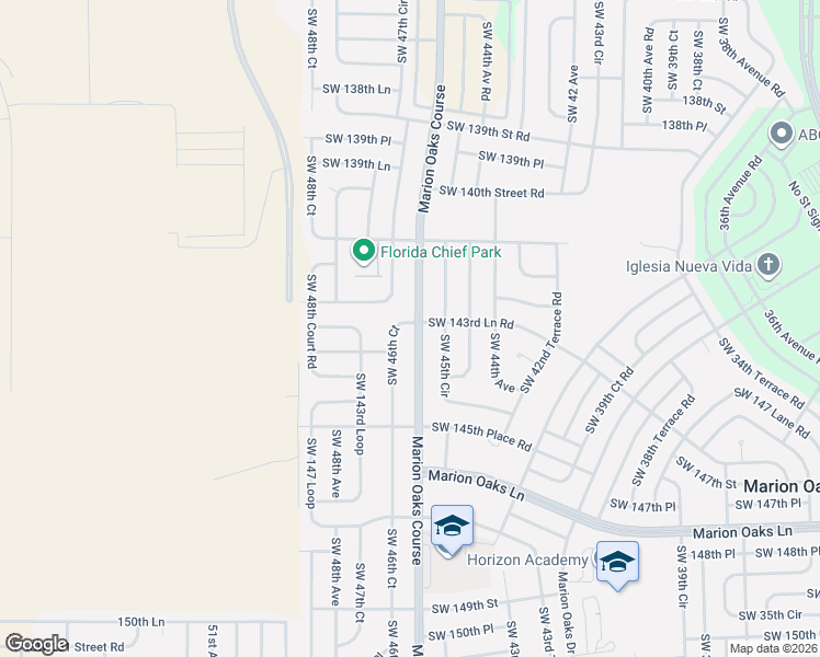map of restaurants, bars, coffee shops, grocery stores, and more near 14431 Southwest 46th Court in Ocala