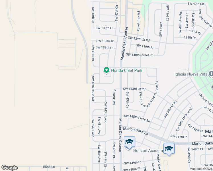 map of restaurants, bars, coffee shops, grocery stores, and more near 4766 Southwest 142nd Place Road in Ocala