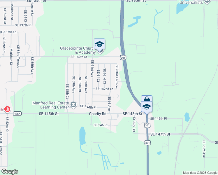 map of restaurants, bars, coffee shops, grocery stores, and more near 14268 Southeast 63rd Avenue in Summerfield