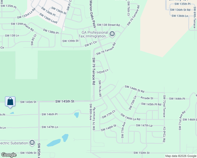 map of restaurants, bars, coffee shops, grocery stores, and more near Southwest 79 Avenue Road in Ocala