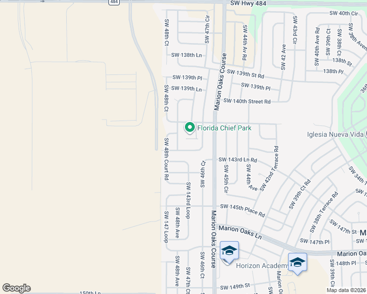 map of restaurants, bars, coffee shops, grocery stores, and more near 4766 Southwest 142nd Place Road in Ocala