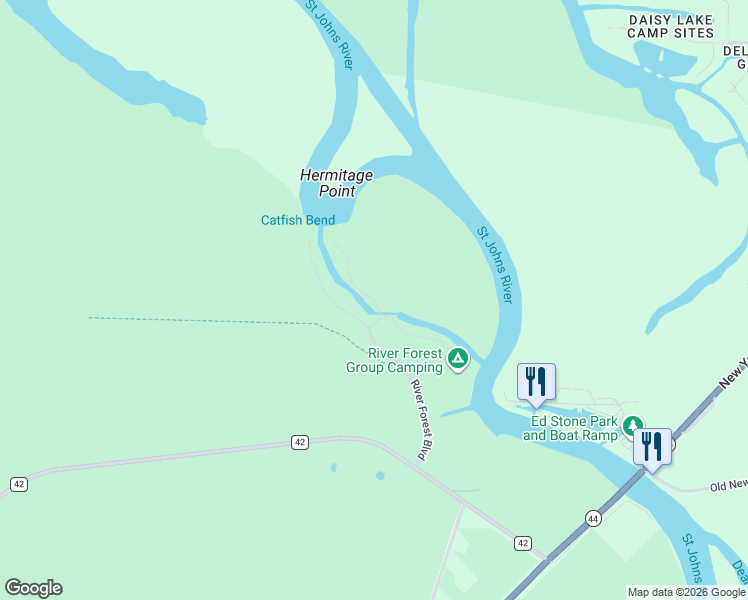 map of restaurants, bars, coffee shops, grocery stores, and more near Clearhill Road in DeLand