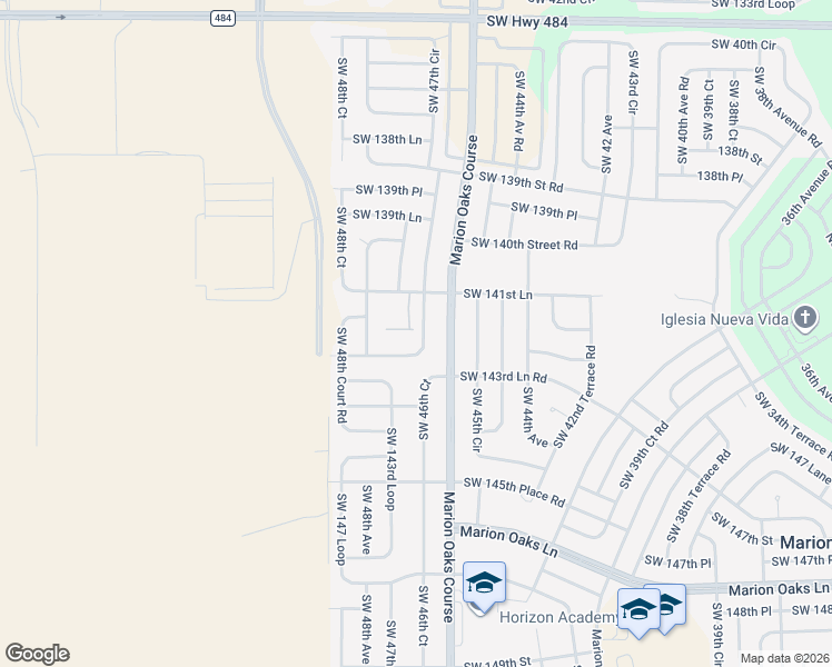 map of restaurants, bars, coffee shops, grocery stores, and more near 4750 141st Lane in Ocala