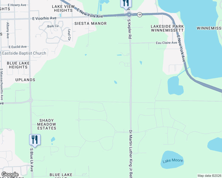 map of restaurants, bars, coffee shops, grocery stores, and more near 606 South Kepler Road in DeLand