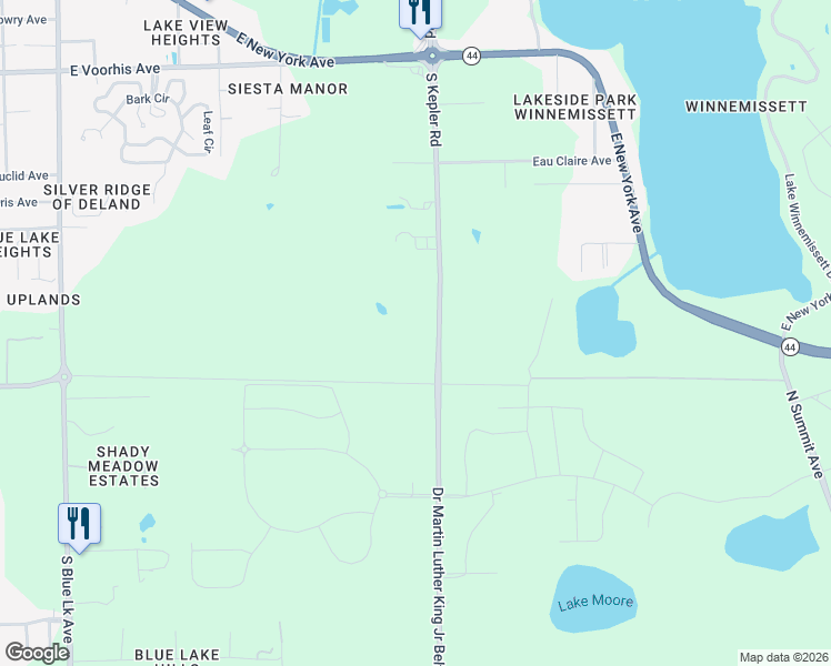 map of restaurants, bars, coffee shops, grocery stores, and more near 606 South Kepler Road in DeLand