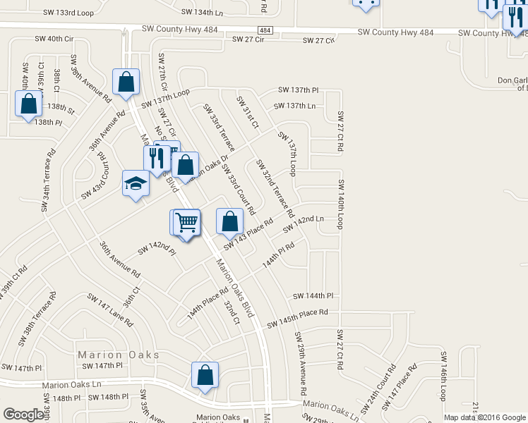 map of restaurants, bars, coffee shops, grocery stores, and more near 14171 SW 30th Terrace Rd in Ocala