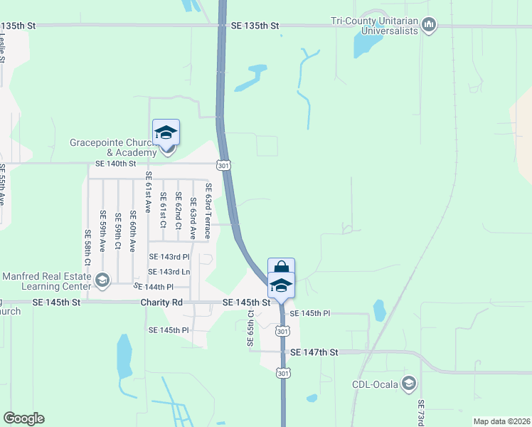 map of restaurants, bars, coffee shops, grocery stores, and more near 14191 U.S. 301 in Summerfield