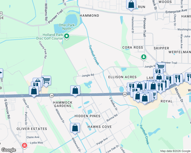 map of restaurants, bars, coffee shops, grocery stores, and more near 127 Linda Road in New Smyrna Beach