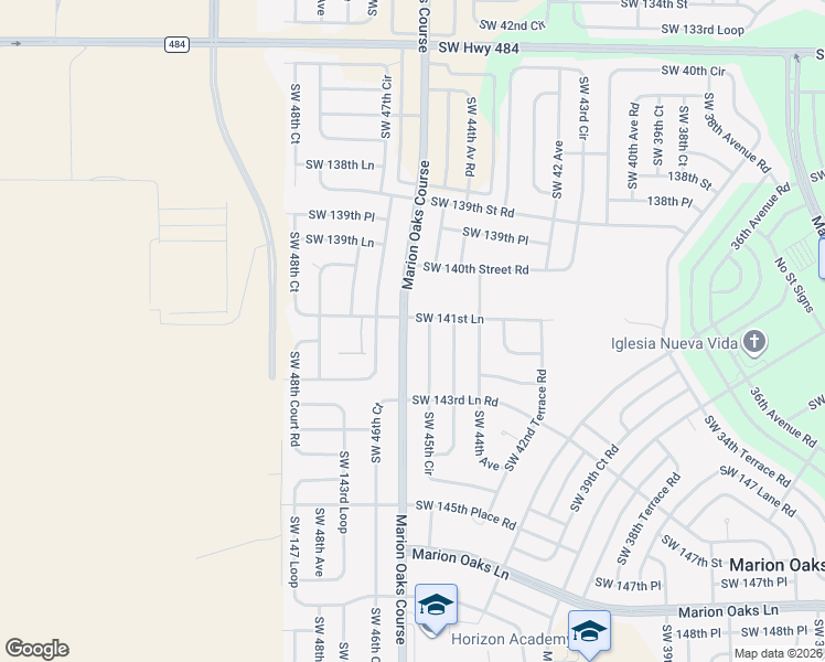 map of restaurants, bars, coffee shops, grocery stores, and more near 14199 Southwest 45th Circle in Ocala