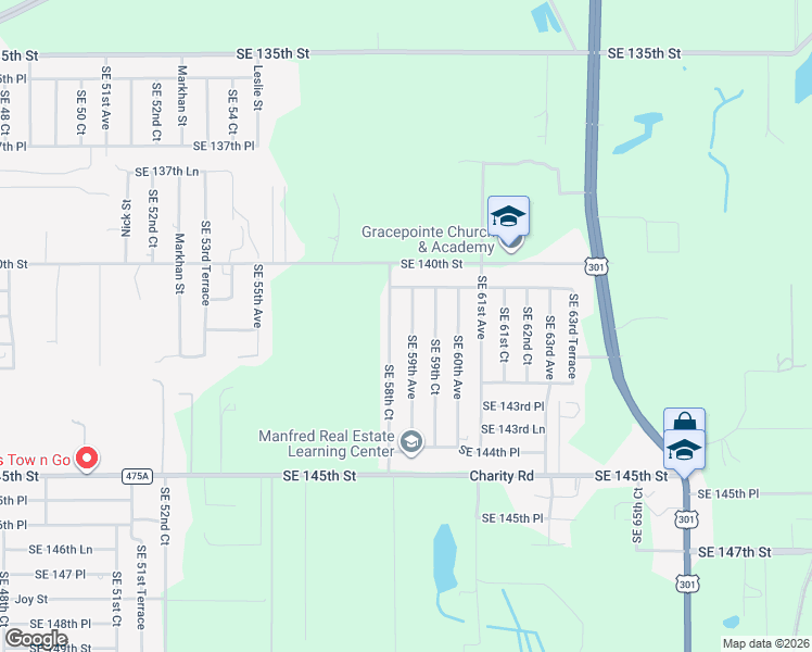 map of restaurants, bars, coffee shops, grocery stores, and more near 14181 Southeast 58th Court in Summerfield