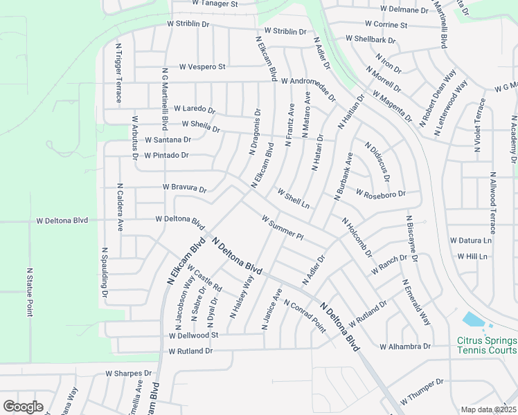 map of restaurants, bars, coffee shops, grocery stores, and more near 2421 West Summer Place in Dunnellon