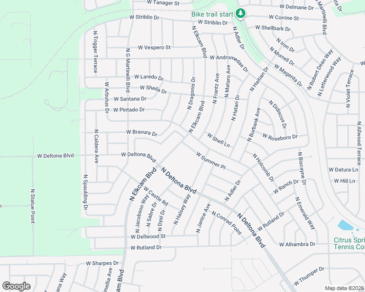 map of restaurants, bars, coffee shops, grocery stores, and more near 10628-10660 N Elkcam Blvd in Citrus Springs