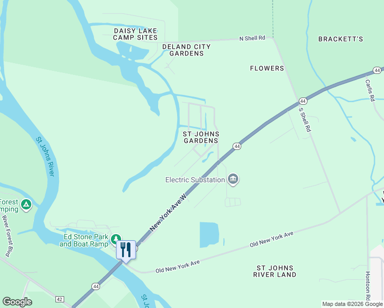 map of restaurants, bars, coffee shops, grocery stores, and more near 195 Belinda Drive in DeLand