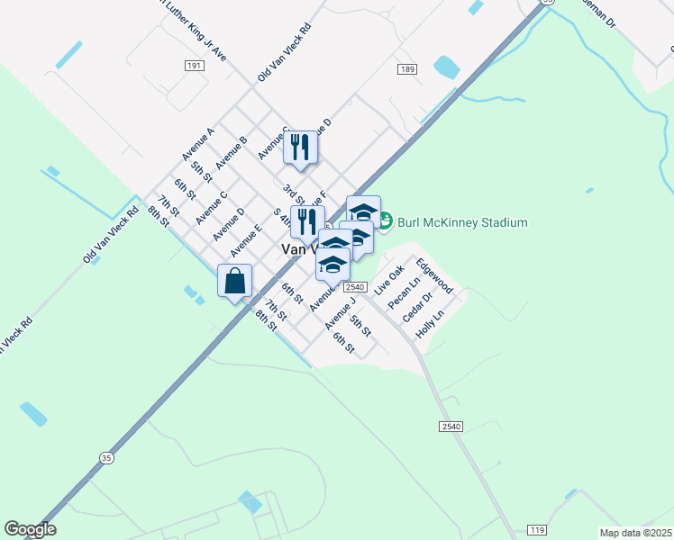 map of restaurants, bars, coffee shops, grocery stores, and more near South 4th Street in Clemville