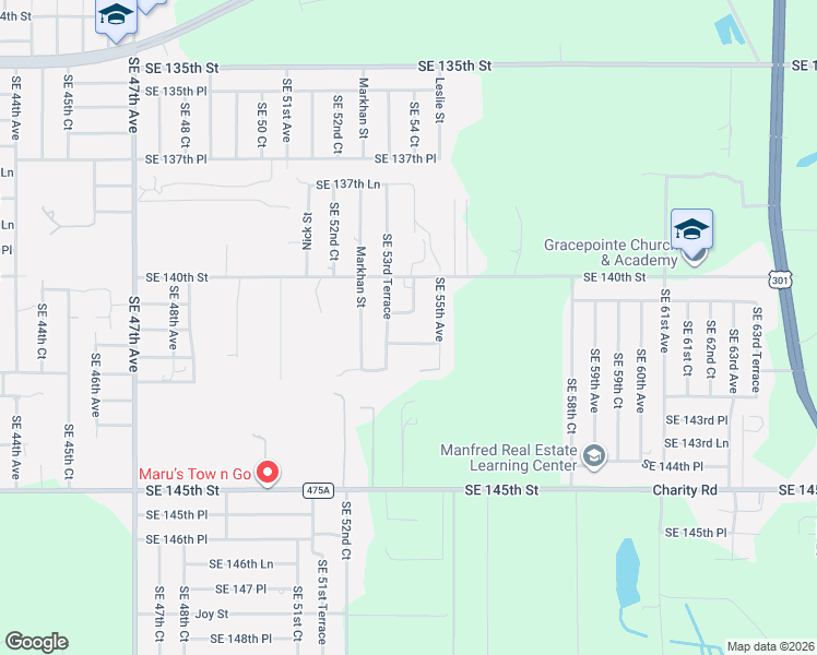 map of restaurants, bars, coffee shops, grocery stores, and more near 14065 Southeast 54 Court in Summerfield